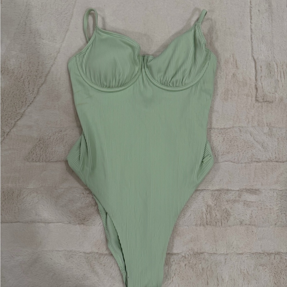 Roxy Light Mint Ribbed One-Piece Swimsuit